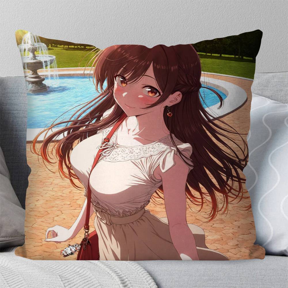 Mizuhara Chizuru Anime RentAGirlfriend Pillow Case Fashion Square Pillowcase Bedroom Sofa Room Ins Decoration Leisure