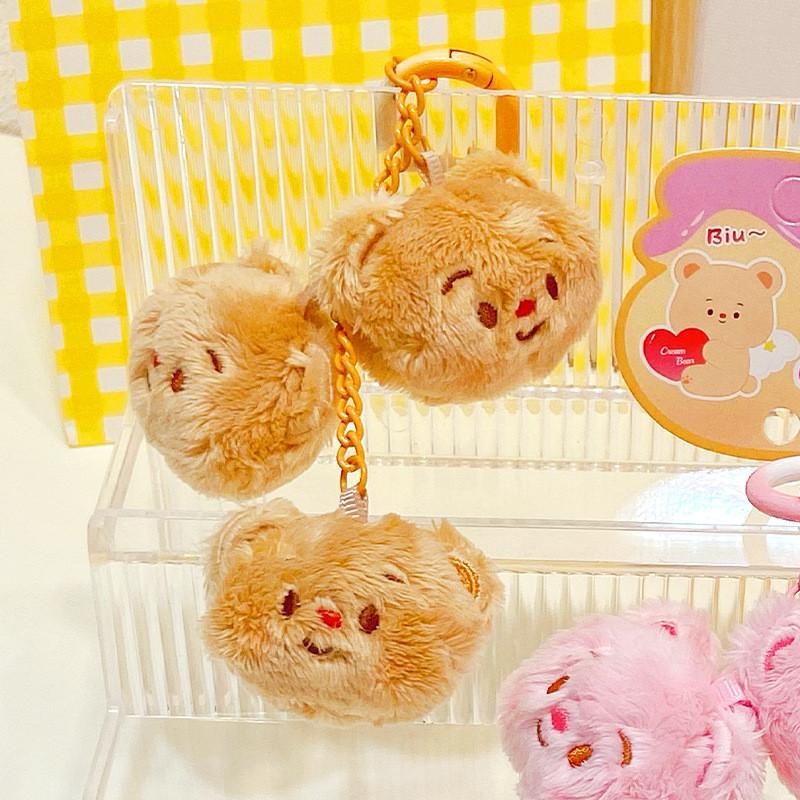 Sweet Cream Cartoon Bear Plush Keychain Colorful Accessory For Keyrings And Bags