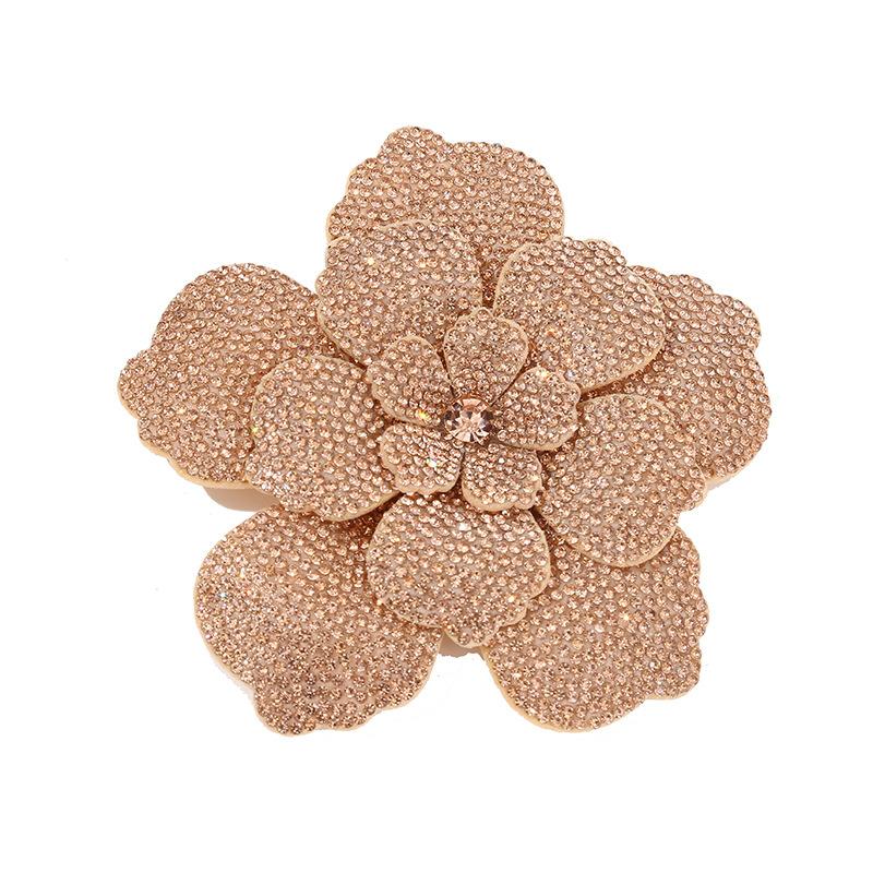 Three-dimensional Rhinestone Camellia Rose Brooch for Women's Fashion Pin High-end Luxury Jewelry Accessories Party Gift Corsage