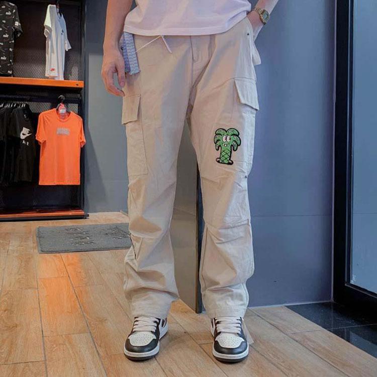 Li-Ning Steven Harrington Co-Branded Cartoon Embroidery Straight Casual Pants Unisex Bottoms Khaki AKXR479-1