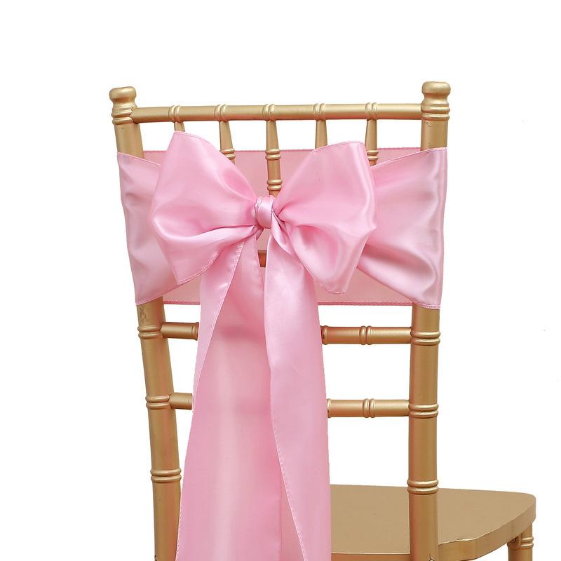 Wholesale 10/50pcs Satin Bow Sashes Wedding Chair Decor 17x275cm Ribbon Butterfly Tie Band For Christmas Birthday Party Sashes