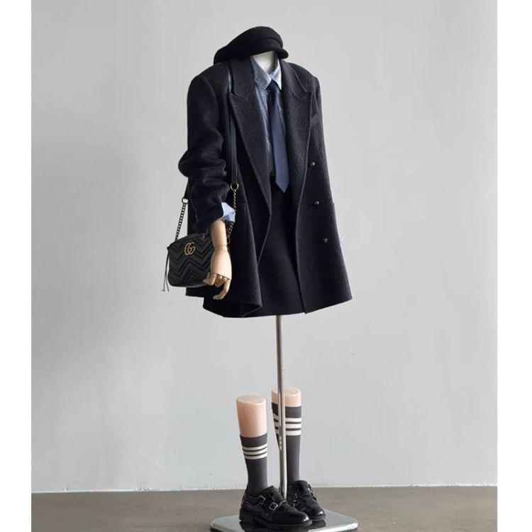 Damski wełniany płaszcz w koreańskim stylu, zaawansowany, na jesień i zimę