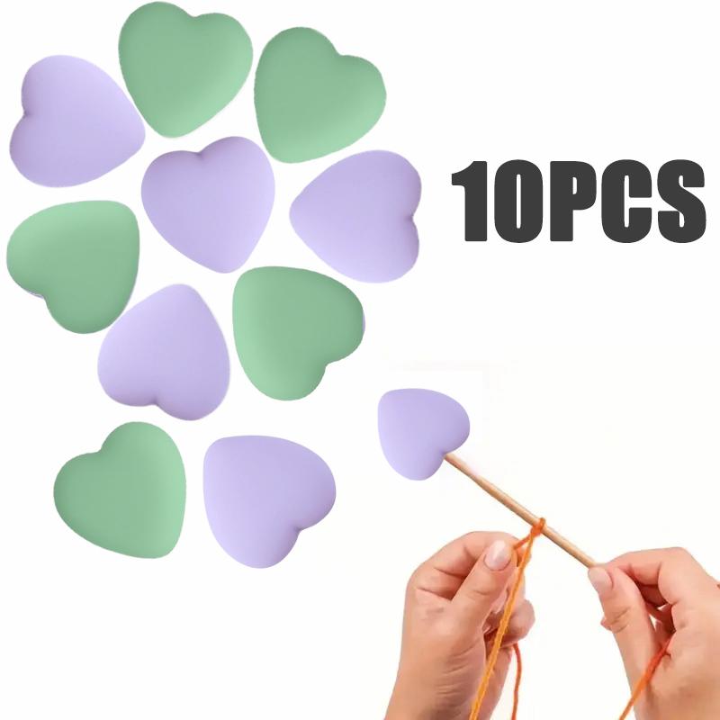 8/10/12PCS Multicolor Heart Stitch Needle Tips Stoppers Silicone Knitting Needle End Caps Cute Knitting Needle Point Protectors