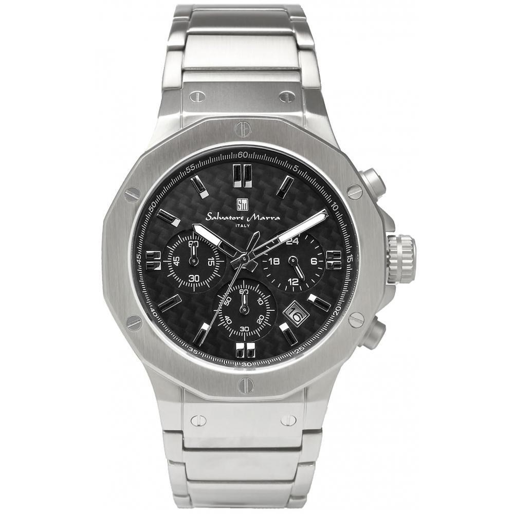 

[Salvatore Mara] Мужской хронограф 10 ATM Водонепроницаемый Бизнес 20th Anniversary Limited Модель SM18117SS (Черный углерод)