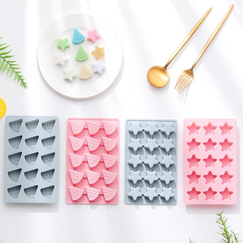 More Style With Lid Geometry Star Ice Mold Bear Chocolate Biscuit Jelly Mould Watermelon Shape Cake Decor Candle Soap Making Set