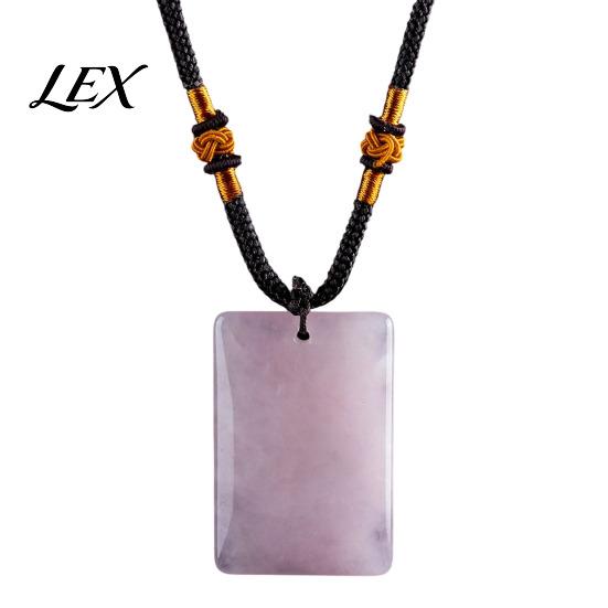 Fake Gemstone Jewelry Natural Crystal Pendant Necklace, Healing Energy Stone Necklace with Adjustable Braided Lanyard Rope, Polished for Men