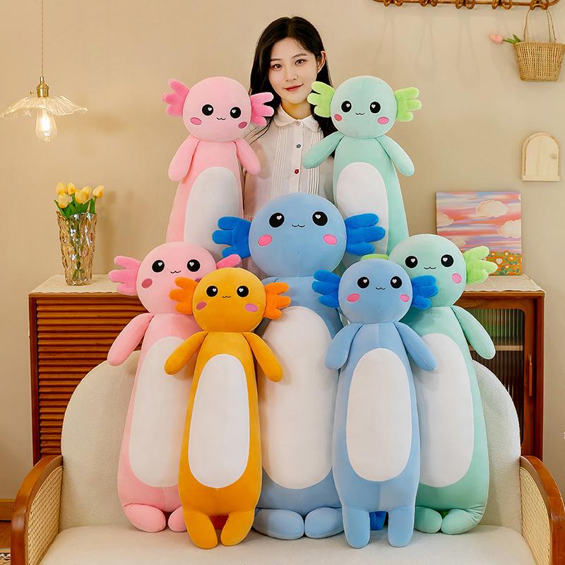 70-100cm New Long Pillow Axolotl Doll Plush Toy Stuffed Animal Salamander New Decorative Plushie Pleuche Comforting Gif