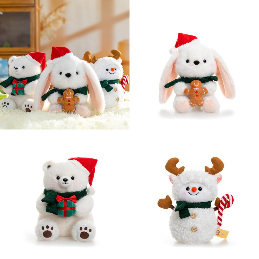 Christmas Plush Bear Snowman Soft Toy With Pp Cotton Filling For Holiday Gift
