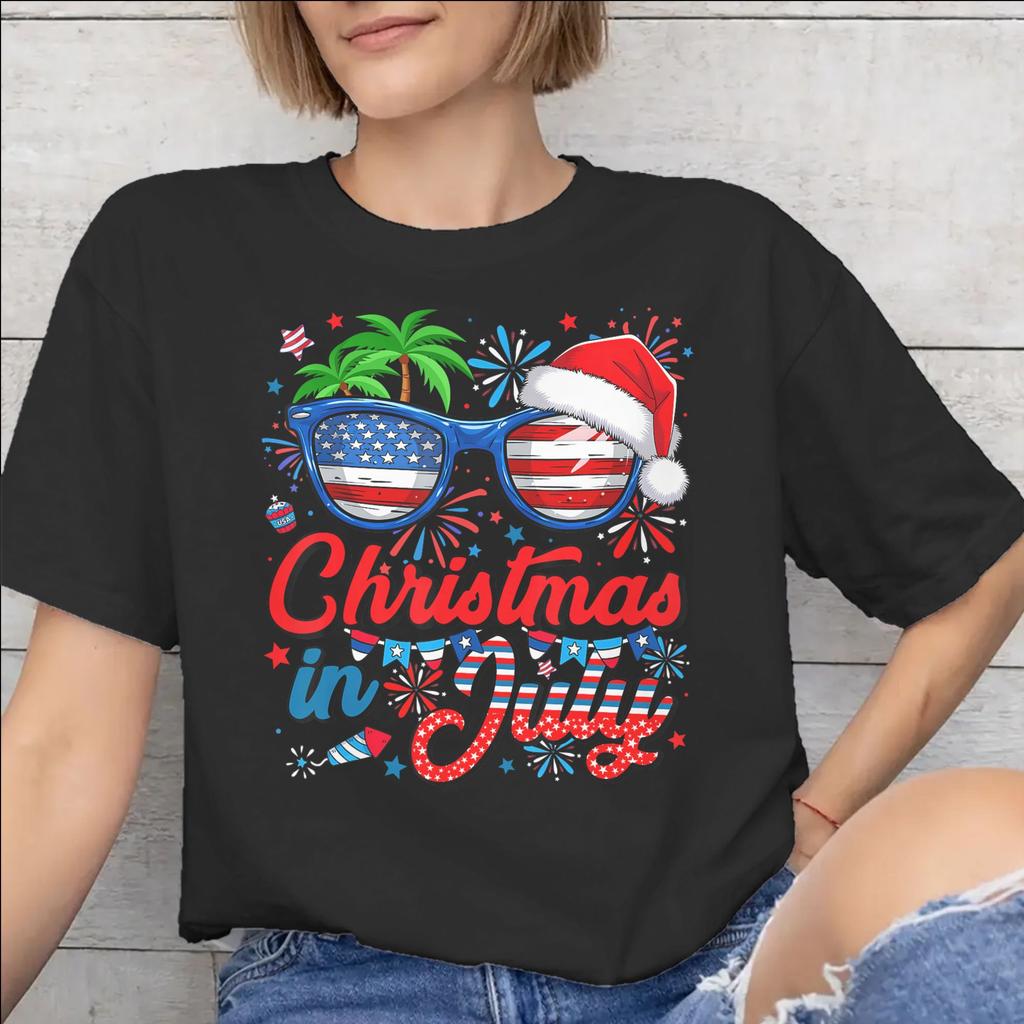 Unisex WoUnisex Graphic Printing Christmas In July Vacation T Shirt Tee Cotton Tshirts Clothing