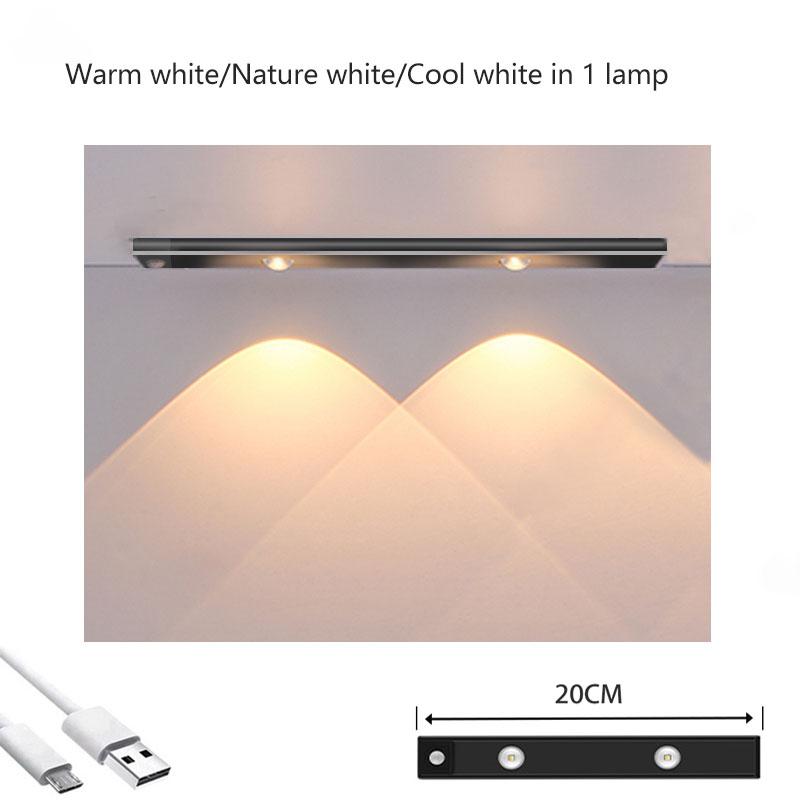 LED Ultra Thin Night Light Motion Sensor Wireless USB Under Cabinet Light For Kitchen Bedroom Wardrobe Staircase Indoor Lighting