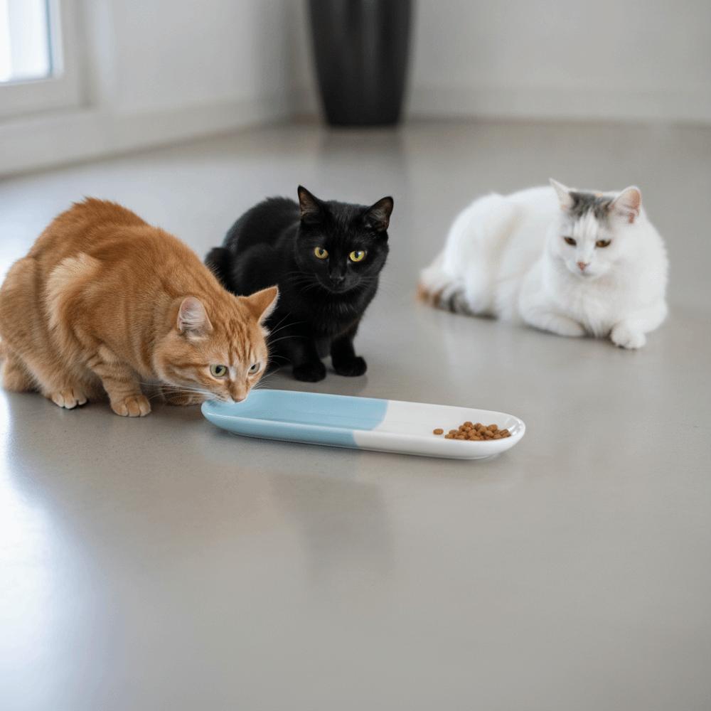 Long Multi-Cat Shared Eating Bowl Ceramic Dog Food Water Container  for Kitten/Puppy/Bunny
