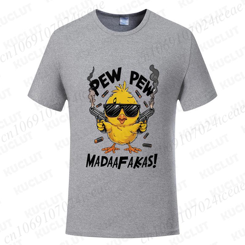 Pew Pew Madafakas Men's T-shirts Cute Chick Funny Graphic Tops Summer Short Sleeve Tees Trendy Streetwear Male Oversized Clothes