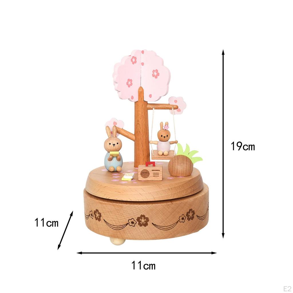 Handcrafted Wooden Music Box - Charming Clockwork Toy for Home Decor