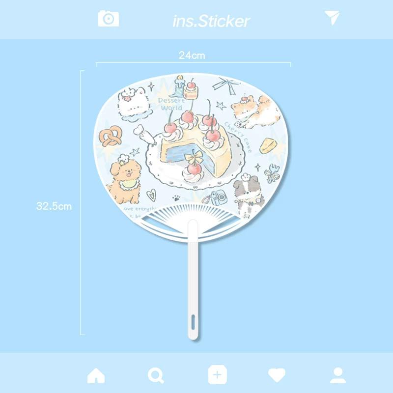 Hand-Held Fan, Summer Portable Cute Round Fan, Long-Handled Fan, Plastic Creative Niche Fresh Apple Fan