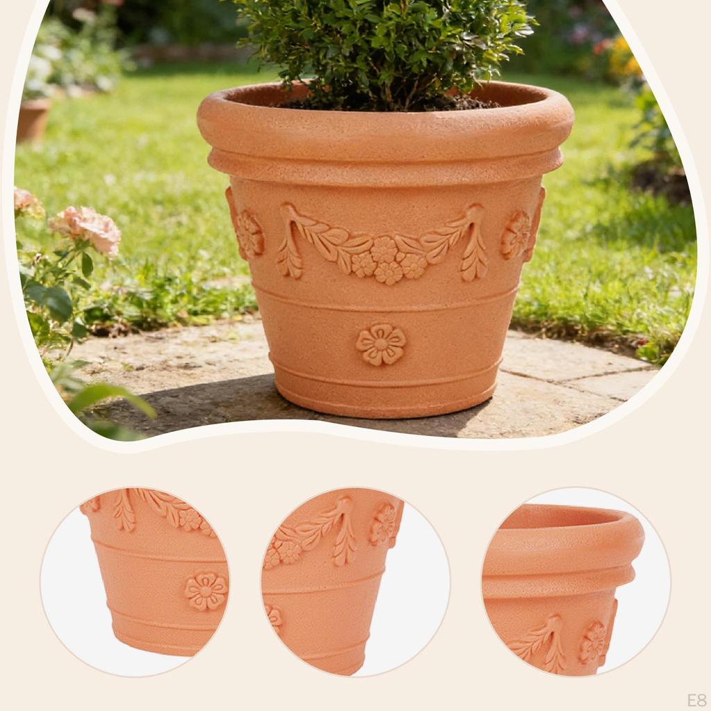 Flower Pot Resin Plant Container Decorative Lightweight Planter Breathable Mesh for Home Garden