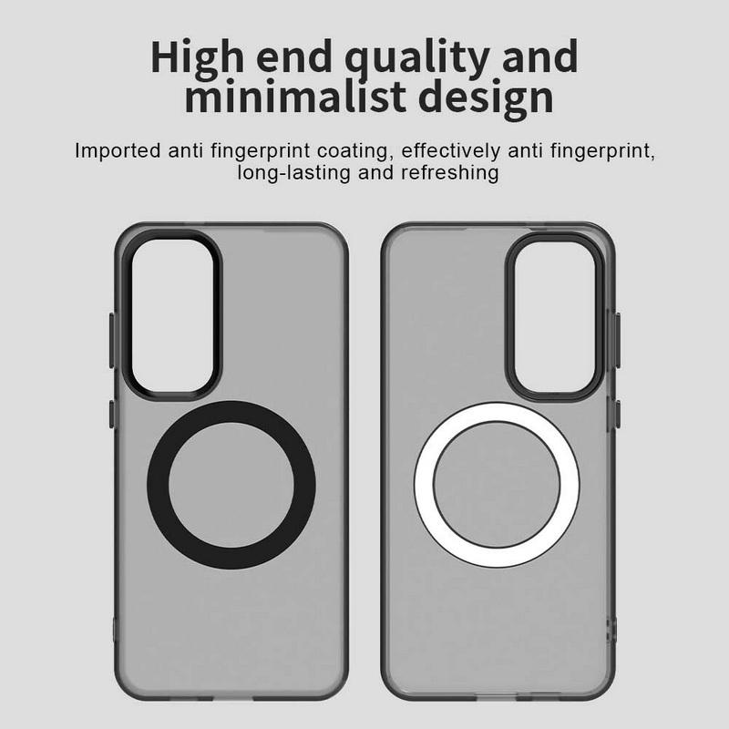 Wireless Charge Magnetic Matte Hard PC Back Cover For Samsung S25 Ultra S24 S23 FE A56 A36 A16 A55 A15 Soft Edge TPU Shockproof Solid Color Phone Case