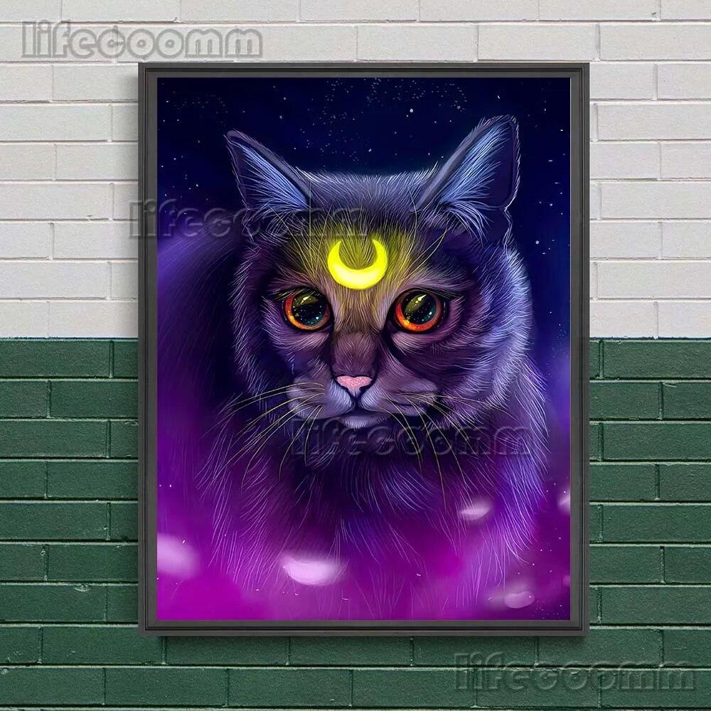 Black Cats Are Witches Vintage Wall Art Canvas Painting Dark Fantasy Art Black Gothic Moon Cat Art Poster And Print Home Decor No Frame