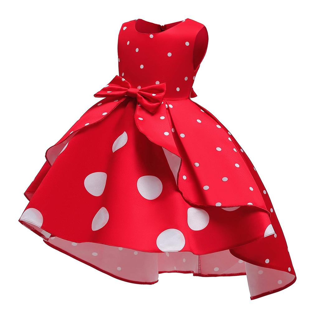 [maru5] Minnie Mouse-style Cosplay Kids' Dress, 110cm, Halloween, Theme Park, Girls' Costume, One-Piece Set with Headband (110cm)