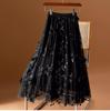 Women's Plus Size Ethnic Embroidered Floral Mesh A-Line Skirt