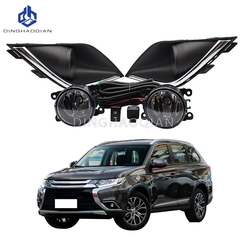 1 set Fog Lights Headlight for Mitsubishi Outlander 2016 2017 2018 2019 Fog Lamp Cover Grill Bezel Front Bumper Fog Light