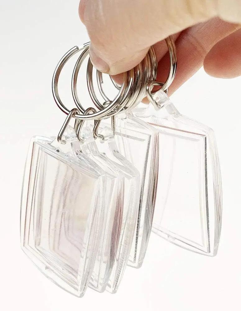 550Pcs Transparent Rectangle Blank Acrylic Insert Keychain Po Picture Frame Keyring Holder Diy Split Ring Keychain Gifts