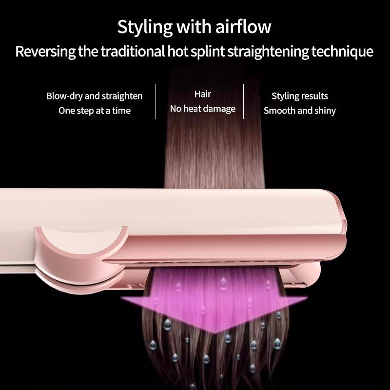 2 IN 1 Professional Hair Straightener & Hair Dryer Heat-Up Hair Flat Iron Negative Ion Iron Long-Lasting Styling Tool
