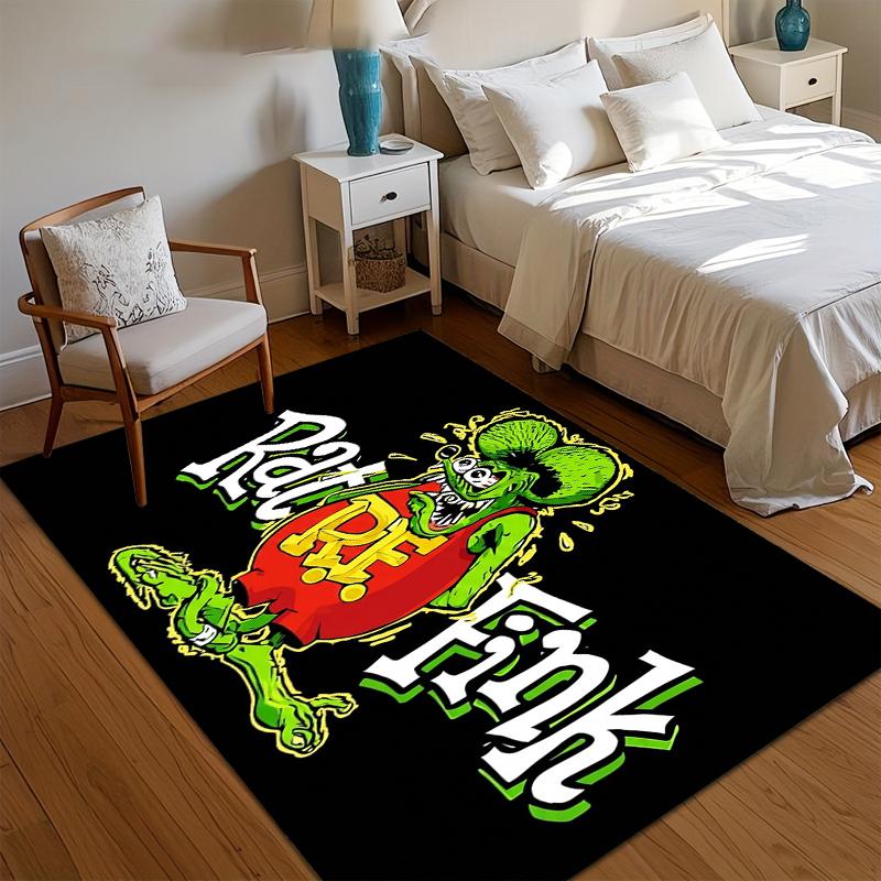 

Street Art Graffiti Area Rug Retro Comic Mouse Design Floormat Distinctive Edgy Nursery Decor for Baby Room Living Room Bedroom 40x60CM
