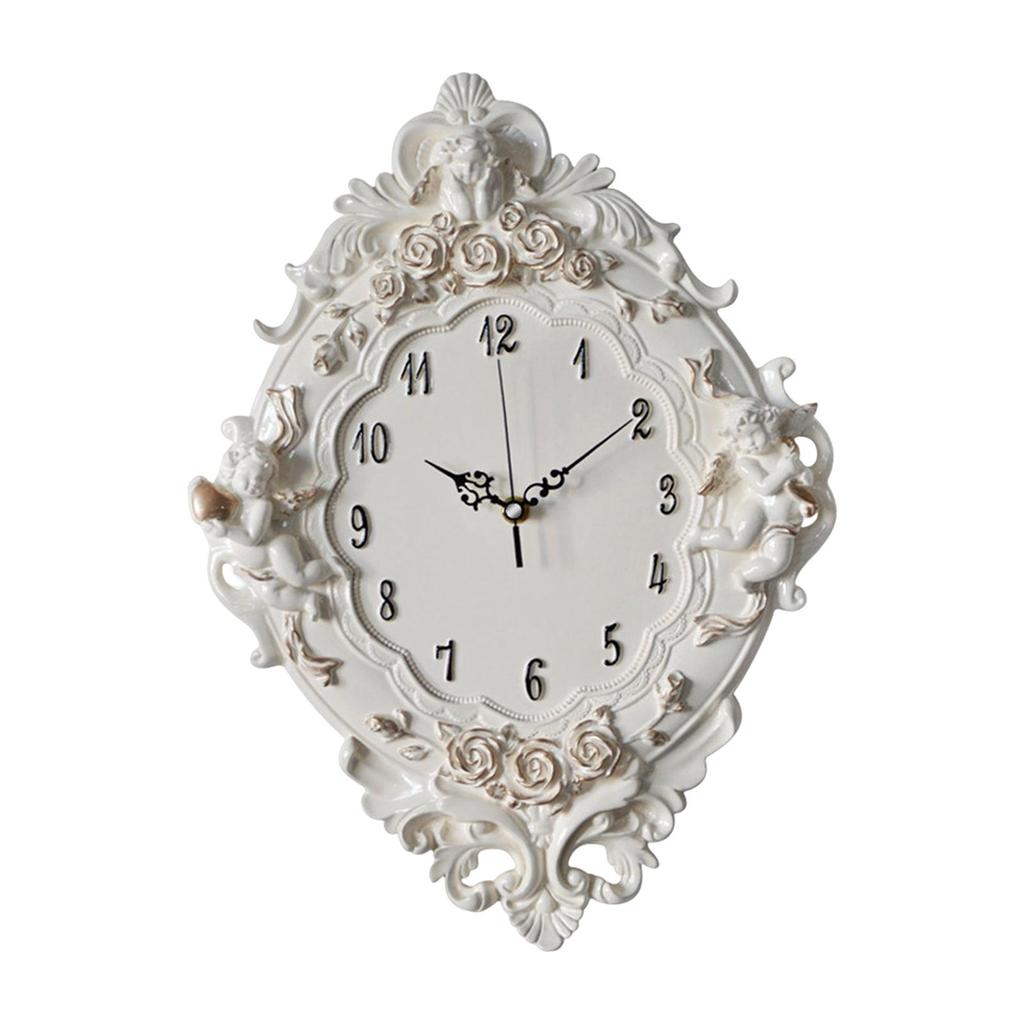 Contemporary European Wall Clock with Exquisite Resin Angel Sculptures for Home Décor