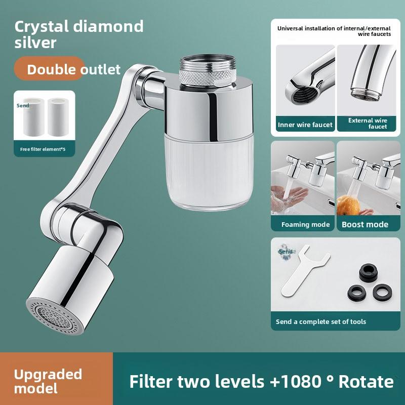 Filtr mechanického ramene, Univerzální baterie, Otočná vodní tryska, Perlátor, Prodlužovací zařízení umyvadla, Zázrak odolný proti stříkání