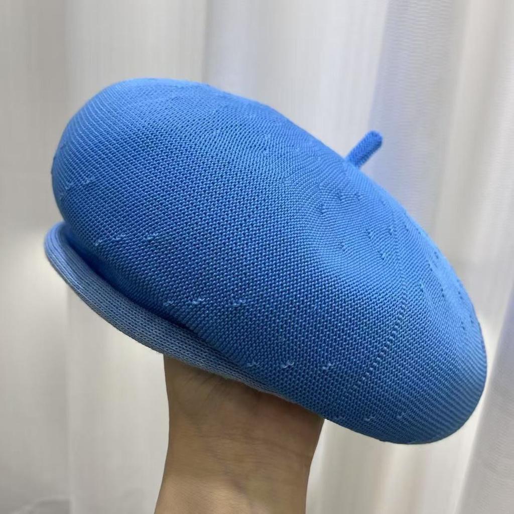 Maillard Brown Three Dimensional Breathable Knitted Beret Women's Autumn and Winter Face Decoration Versatile Hat