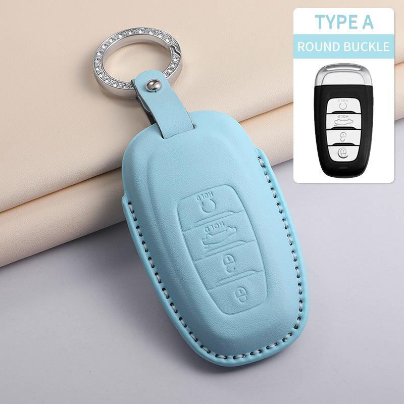 Fashion Car Key Case Cover For Faw Hongqi E-Hs9 High-End H5 H9 Car Keyring Luxury Leather Auto Accessories