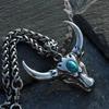 Gotický zelený kámen býčí lebka náhrdelník přívěsek punkový zvířecí náhrdelník pánský taurus zvěrokruhový amulet šperky dárek k výročí