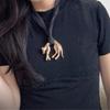 Edgy Leopard Charm Necklace With Sustainable Coating Lightweight Alloy Jewelry For Men Women Gothic Style Accessories