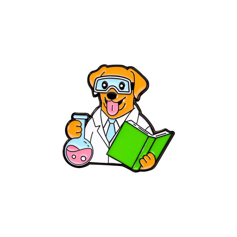 Cute cartoon cat brooch doctor cat dog kitten metal badge creative personality bag accessories