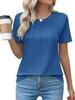 Spring/Summer Women's Pleated Short Sleeve Solid Color T-Shirt