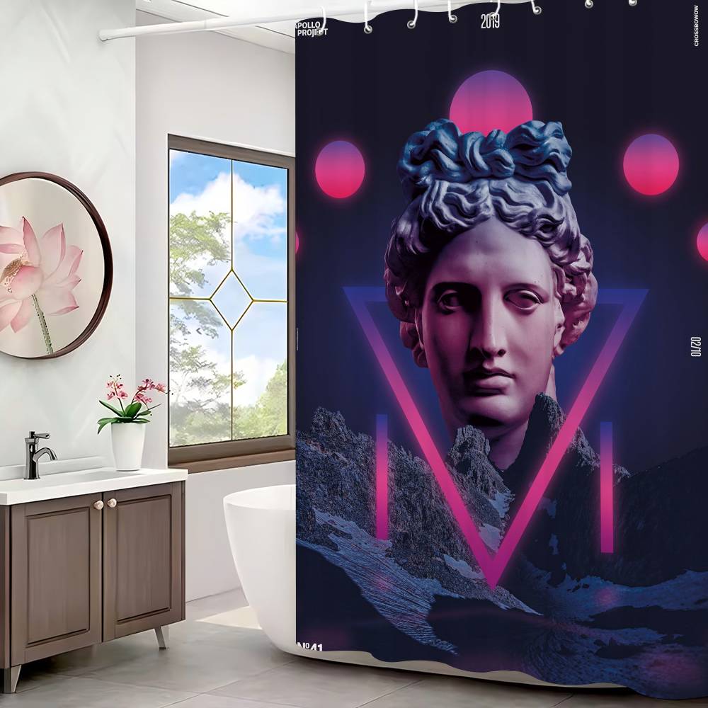 Statue David Graphic Designer Polyester Shower Curtain Waterproof Rust Resistant Grommet Easy Care Wipe Clean Durable