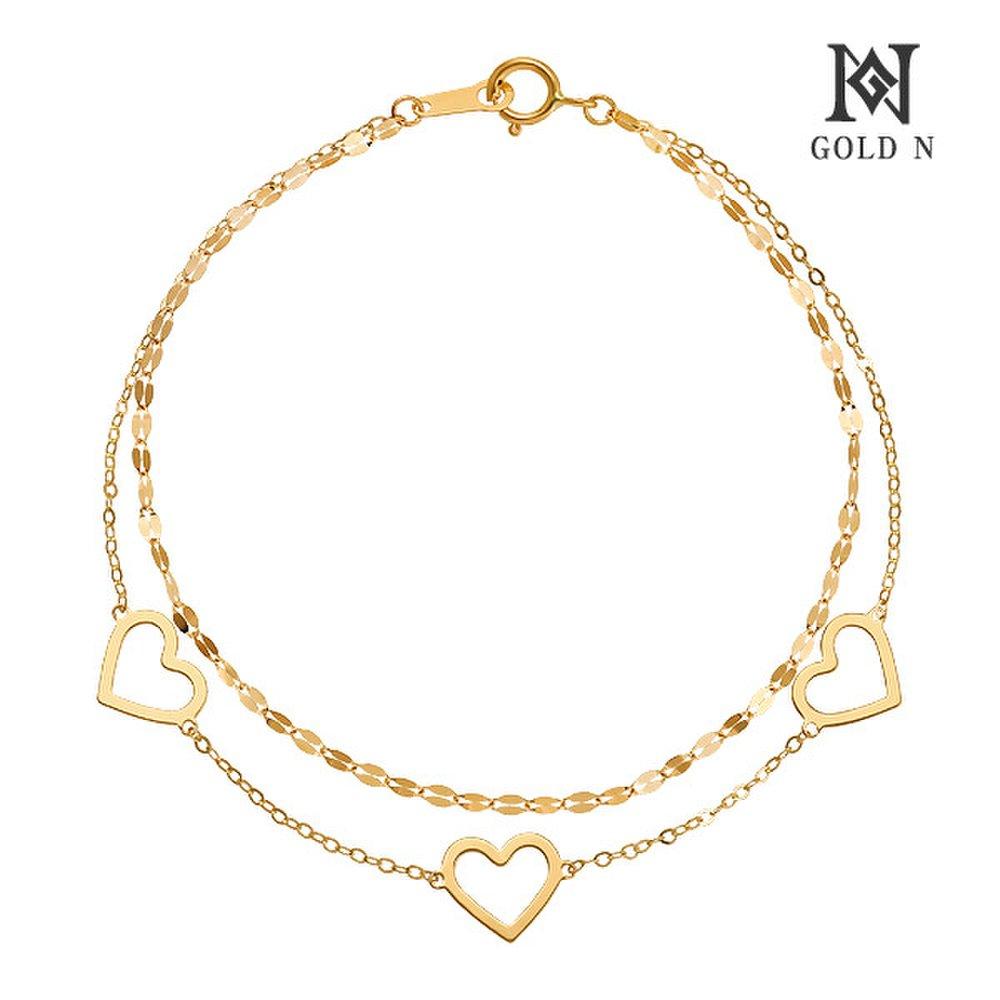 Gold N 14K Modi Heart Double-Line Bracelet