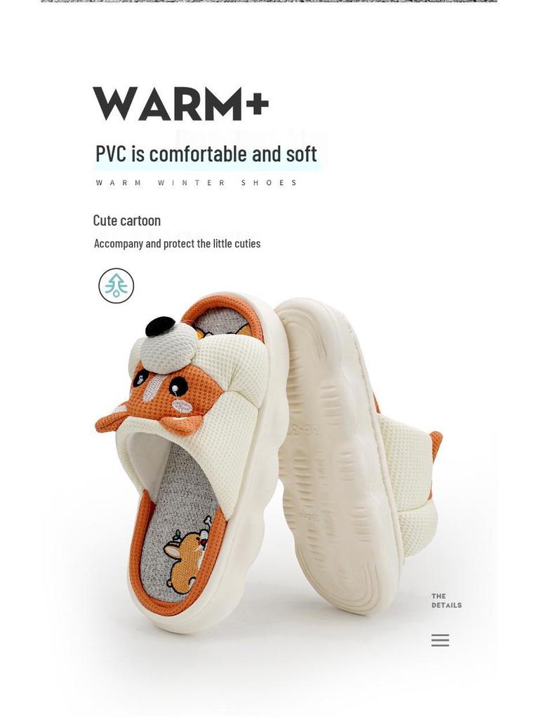 Women's and Men's Cute Silent Indoor Non-slip Cotton Linen Slippers: Four-Season Sweat-absorbent Comfort