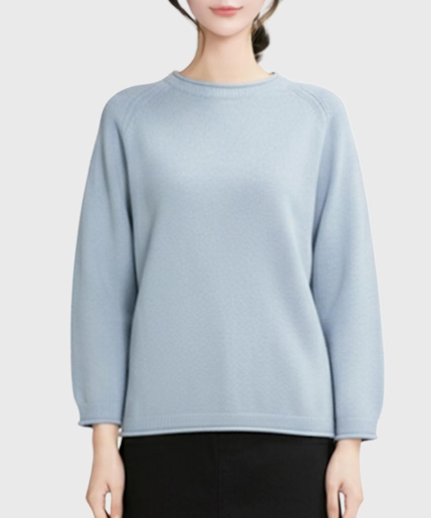 Keulleiseu Mila Comfortable Women'S Round Neck Knit Sweater_Red