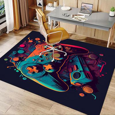 1pc. Neon Gaming Controller Area Rug for Living Room, Bedroom, Office Decor - Unique Video Game Carpet Gift Idea for Gamers