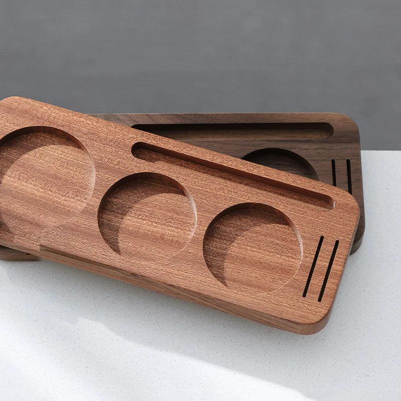 51/58mm Coffee Tamper Mat Station Stand Portafilter Holder Walnut Wood Coffee brush Filter Storage base Espresso Accessories