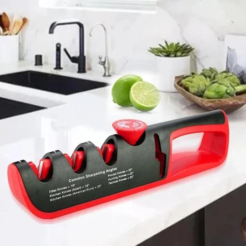 One piece set of anti slip handle four in one multifunctional quick sharpener for household use kitchen accessories sharpener