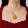 Fu Character Sand Gold Compass Pendant: Double-Sided, Light Luxury, Shell-Inlaid Jewelry for Women