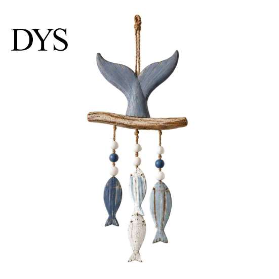 Jute Rope Wall Hanging Lighted Coastal Wooden Ornament, Nautical Fish Shell Starfish Sign with Handmade Beach Vibe Art Warm LED Lights, House