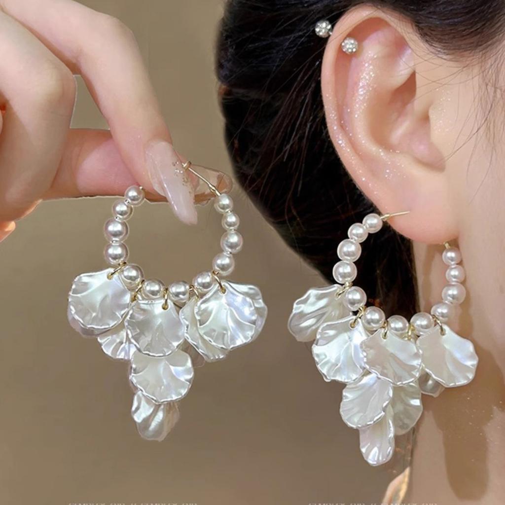 Needle Earrings, Pearl Inlaid Zircon Design Women's High-end Earrings Two-wear Temperament Ear Clip Earrings