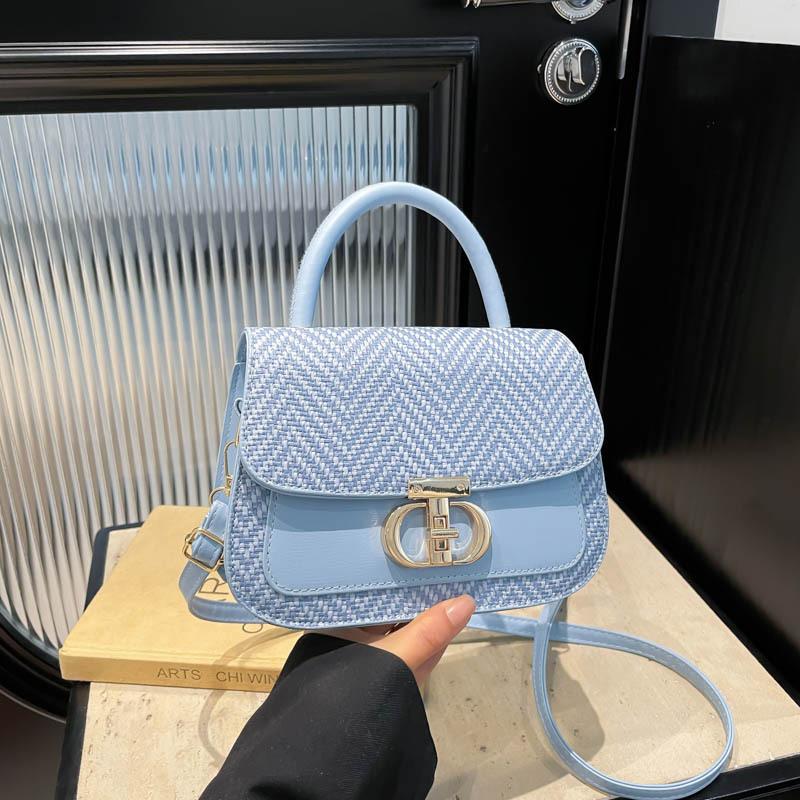 Summer Must-Have Crossbody Bag - Color Block Lock Clasp Mini Purse, Mix-Material Sling Bag for Streetwear & Travel