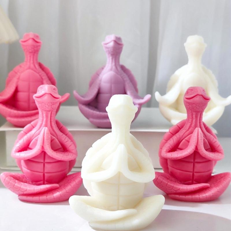 Flexible Silicone Mold Yoga Turtles Shaped Candle Molds Scented Aromatherapys Making Mould Handmade Ornament Mould