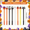 10/30Pcs Halloween Pens Pumpkin Skull Ghost Bat Pens 0.5 MM Black Rollerball Pen for Halloween Party Supply School Office Prizes