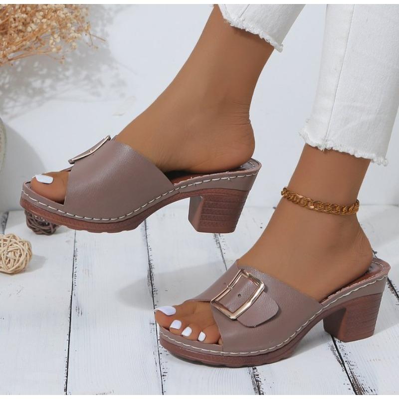 

Fashion Women Metal Buckle Slippers Flats Platform Flip Flops Shoes Female Summer Beach Sandals Fashion New Casual Open Toe Slides 36 шоколадний