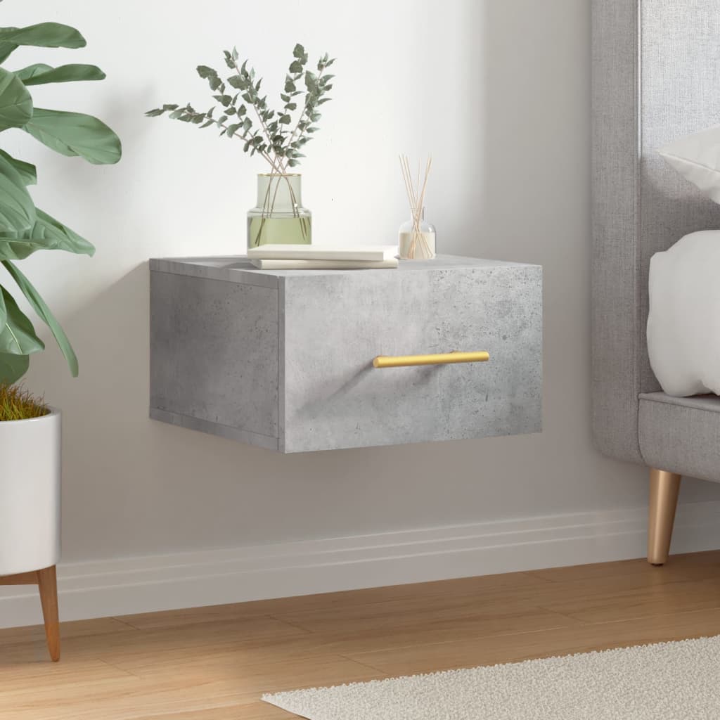Wall Mounted Nightstand Concrete Grey 35 X 35 X 20 Cm